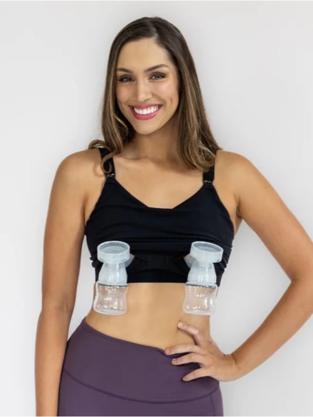 NWT Love & Fit Cadence Nursing Pumping Bra Hands Free Breastfeeding Large Black